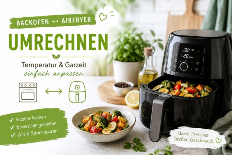 Backofen auf Heißluftfritteuse umrechnen