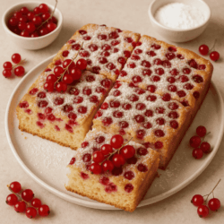 Frischer Johannisbeerkuchen mit Puderzucker
