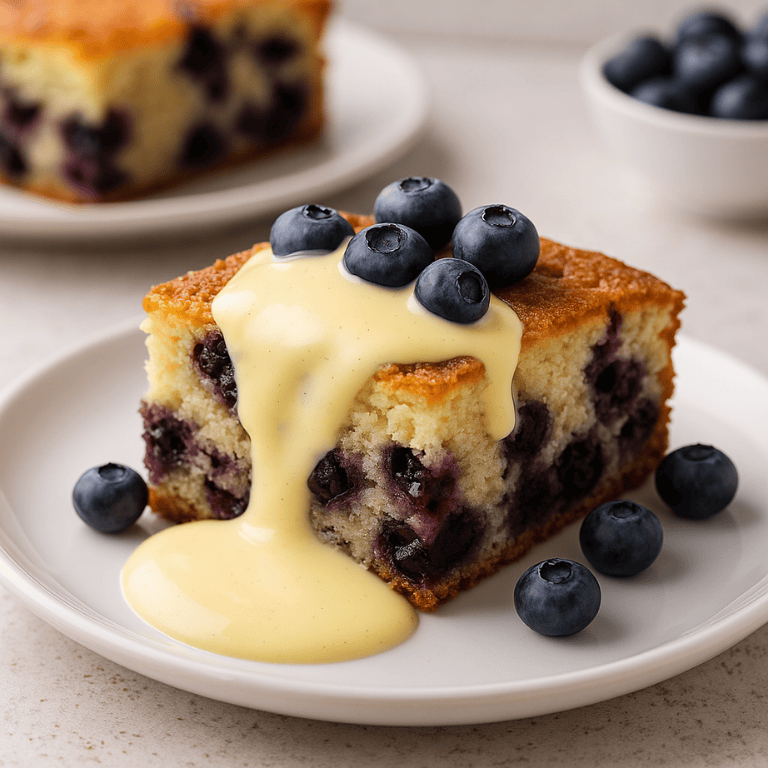 Blaubeerkuchen mit Vanillesauce