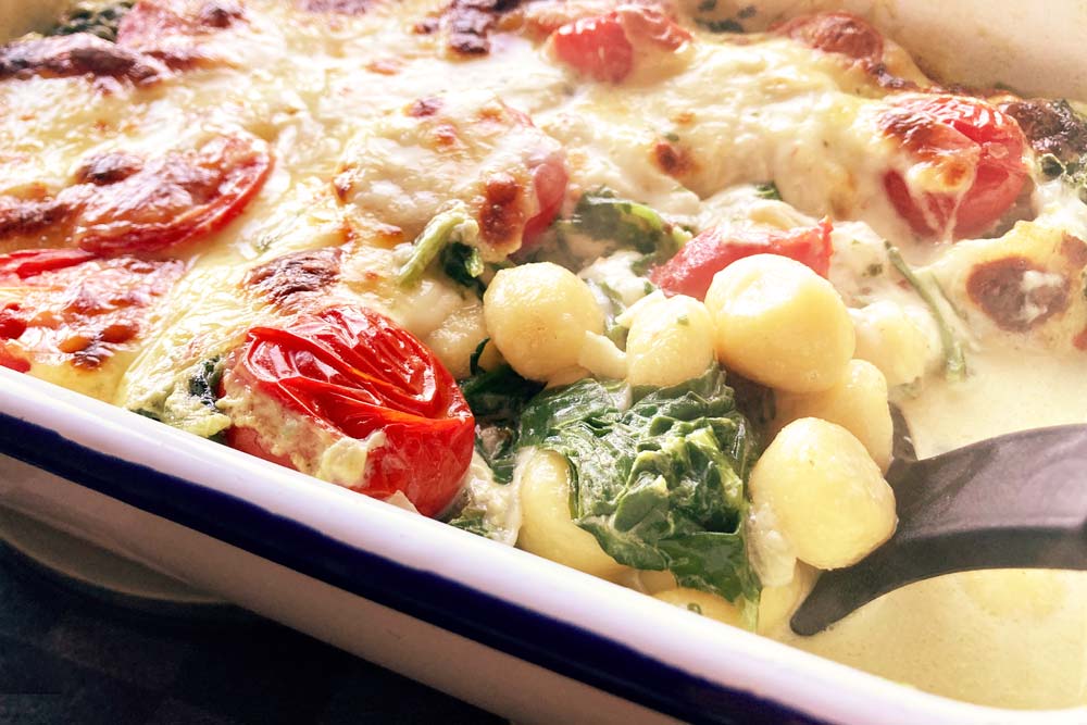 Gnocchi-Spinat-Auflauf Rezept vegetarisch mit Gemüse