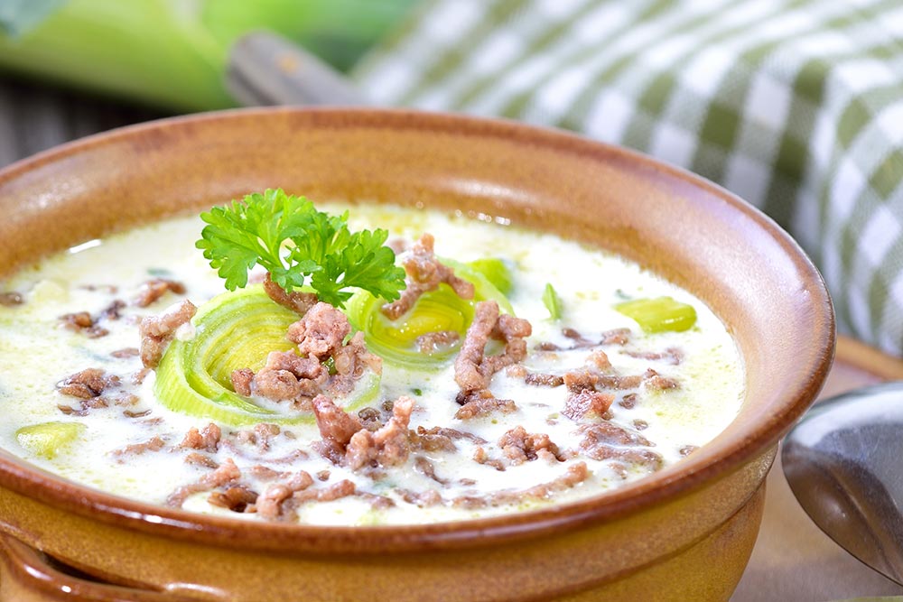 Käse-Lauch-Suppe Rezept mit Hackfleisch (ohne Schmelzkäse)